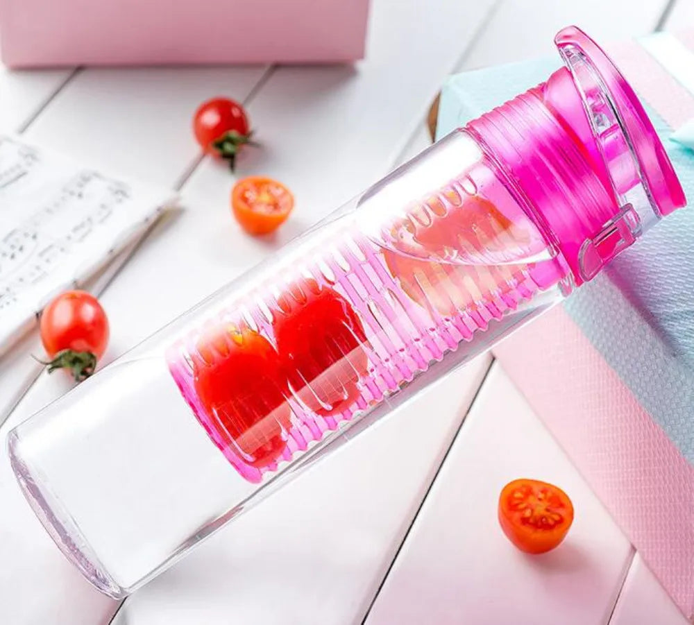 gourde plastique infuseur rose