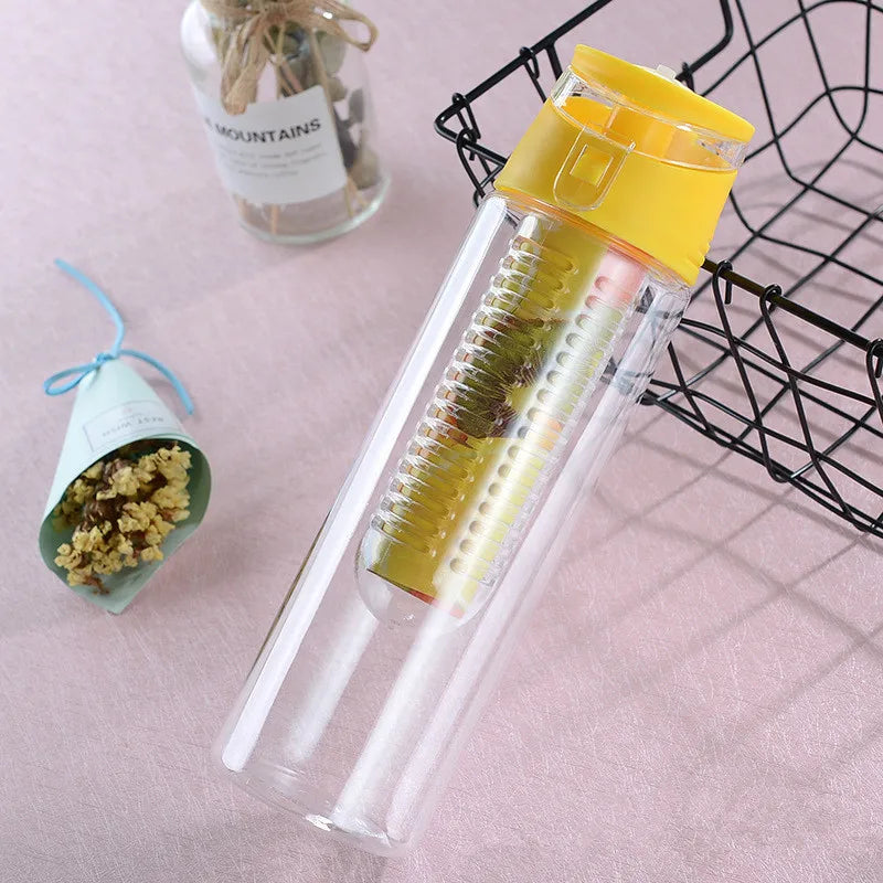 gourde plastique infuseur jaune