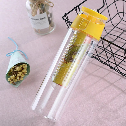 gourde plastique infuseur jaune