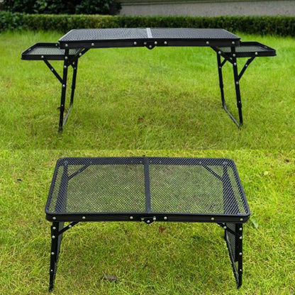 table de camping pliable légère coté ouvert/fermé