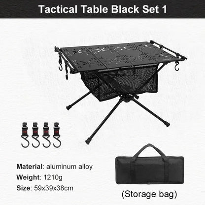 table camping pliante trousse noir