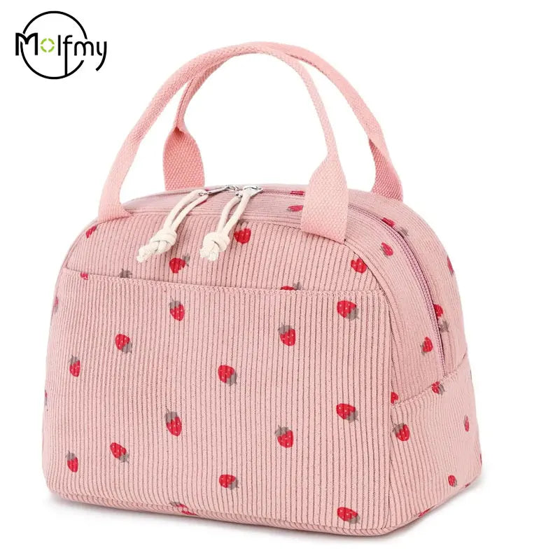 sac-isotherme-repas-velours-côtelé-fraise-rose