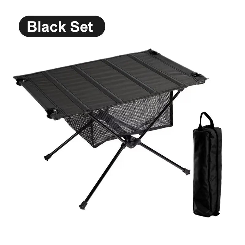 set de table de camping légère noir